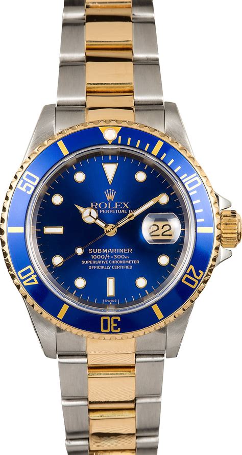 two tone rolex with blue face